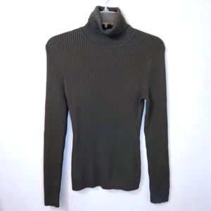 Chico's Amanda Turtle Link Sweater Olive Green Size 8